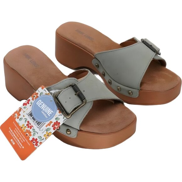 Muk Luks Cora Platform Slide Sandals Sage Nubuck Buckle Women US 7 - Picture 4 of 6